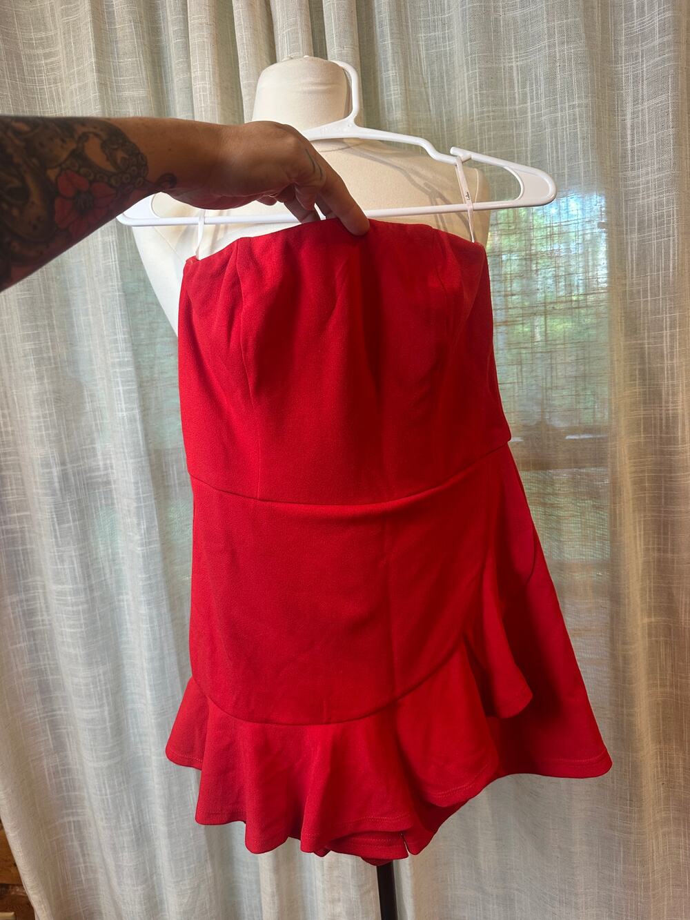 Lulus Red Strapless Skort Romper NWT Size Small